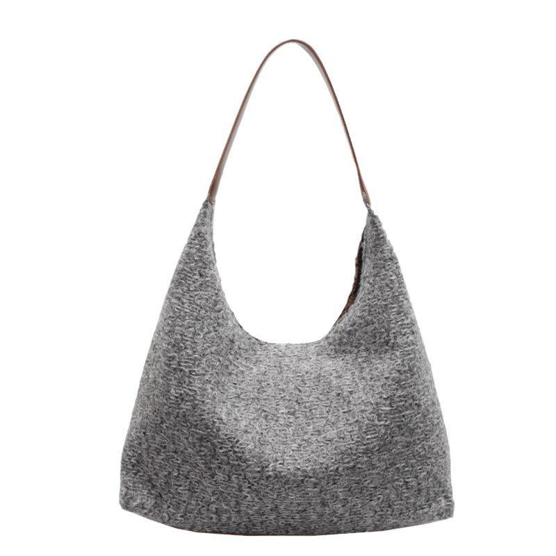 2024 Fashion Leopard Print Plush Shoulder Bag for Women - Casual Large Capacity Underarm Tote