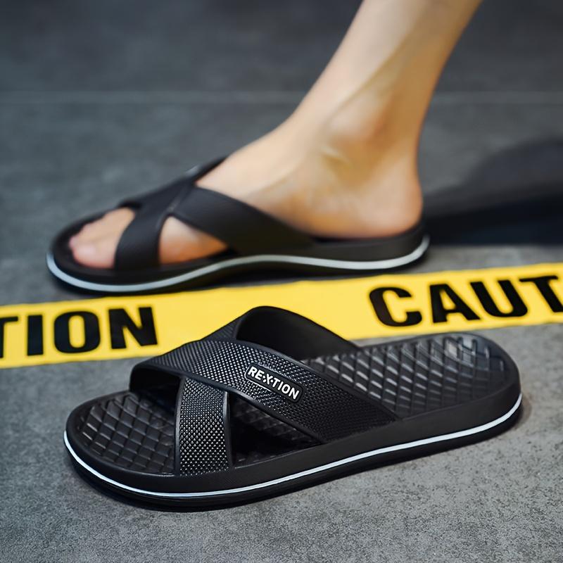 Men's Trendy Solid Color Open-Toe Breathable Slippers Non-Slip Durable EVA Slide Sandals for Outdoor Activities & Casual Comfortable Footwear