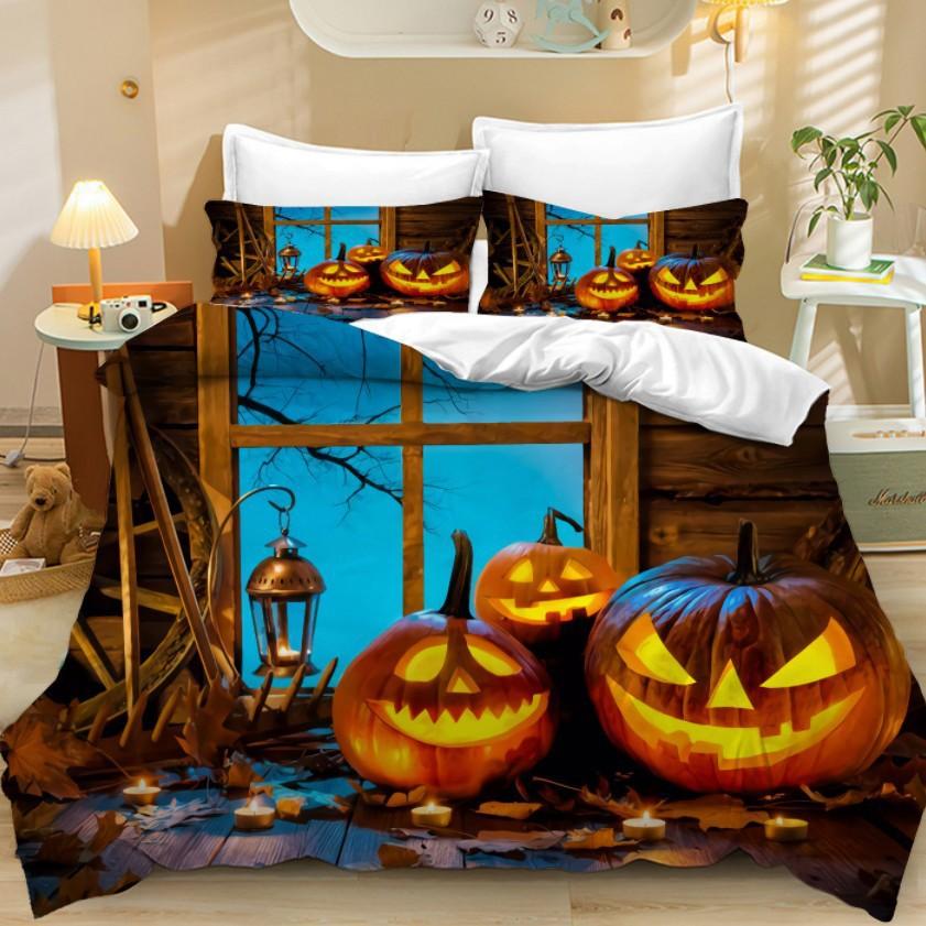 

Home Textiles Three-Piece Digital Printing Halloween Pumpkin Cartoon Quilt Pillowcase Bedding 90 * 200