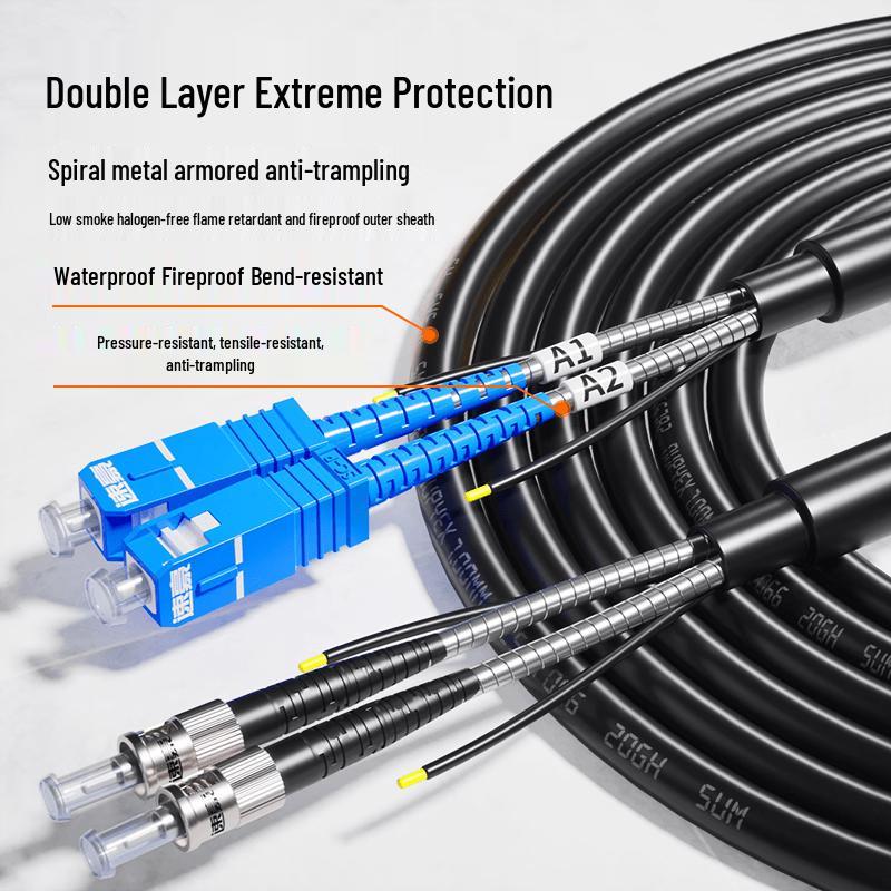 Suhao Outdoor Armored Single-Mode SC-ST Fiber Optic Patch Cord
