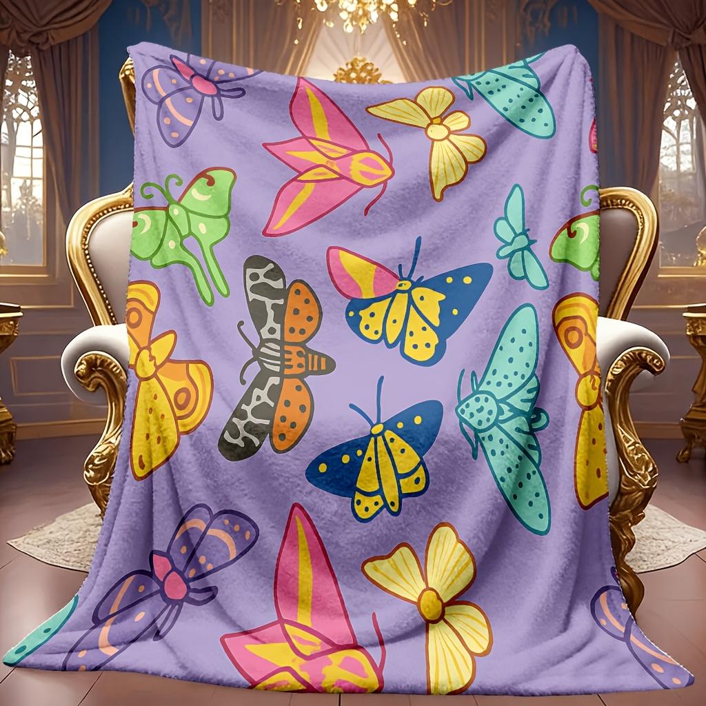 Butterfly Theme Flannel Blanket Soft High-Definition Digital Print Cooling Blanket All-Season Family and Friends Gift Perfect Gift Soft Breathable 100