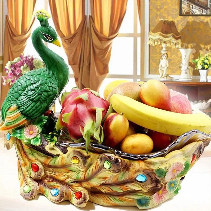 

Тарелка для фруктовых конфет в европейском стиле с павлином для дома, гостиной, тарелка для сухофруктов Dim Sum, настольная креативная подставка для хранения, украшение для закусок