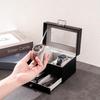 ProCase Men's Watch Box, 3-Slot Watch Display Case with Drawer, Men's Watch Case with Glass Lid, 2-Tier Jewelry Storage Holder Organizer