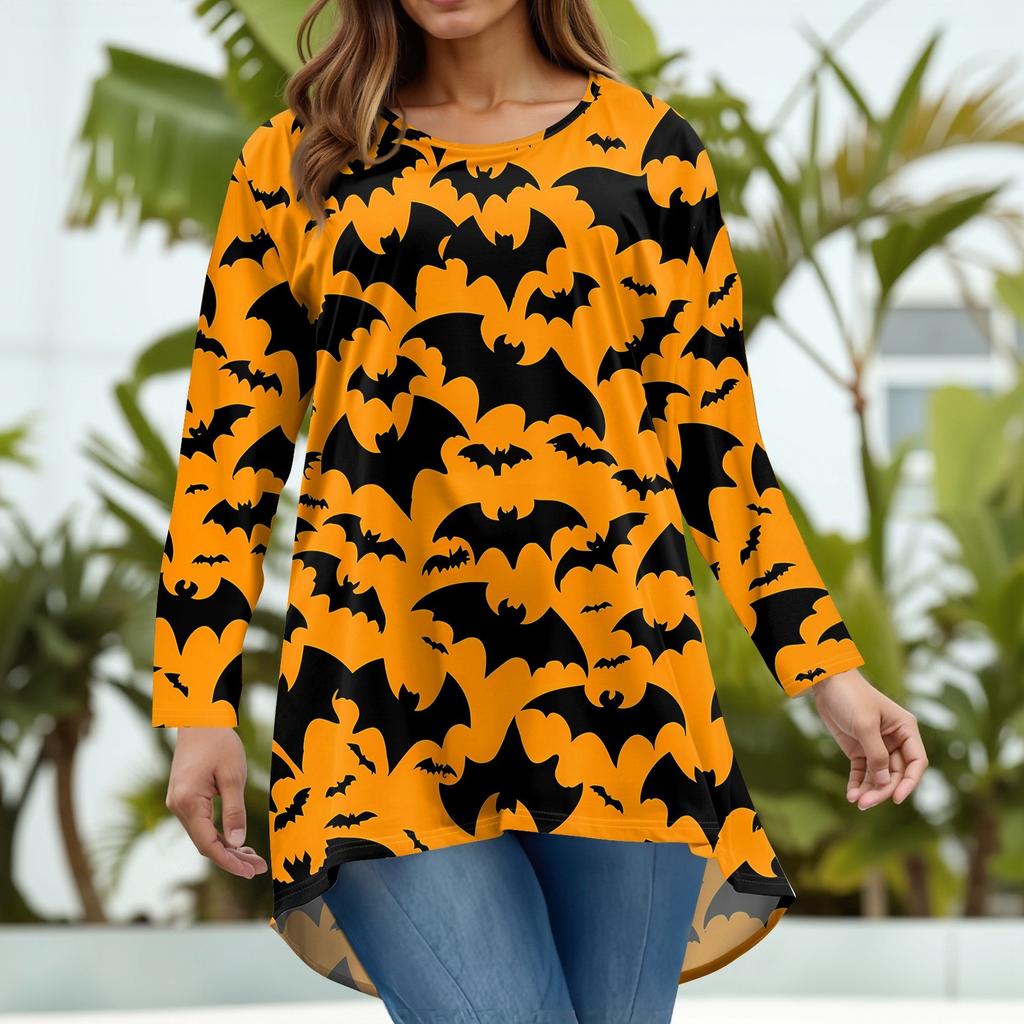 Dámská móda Velká velikost Kulatý výstřih Dlouhý rukáv Ležérní Halloweenský potisk Volný pulovr