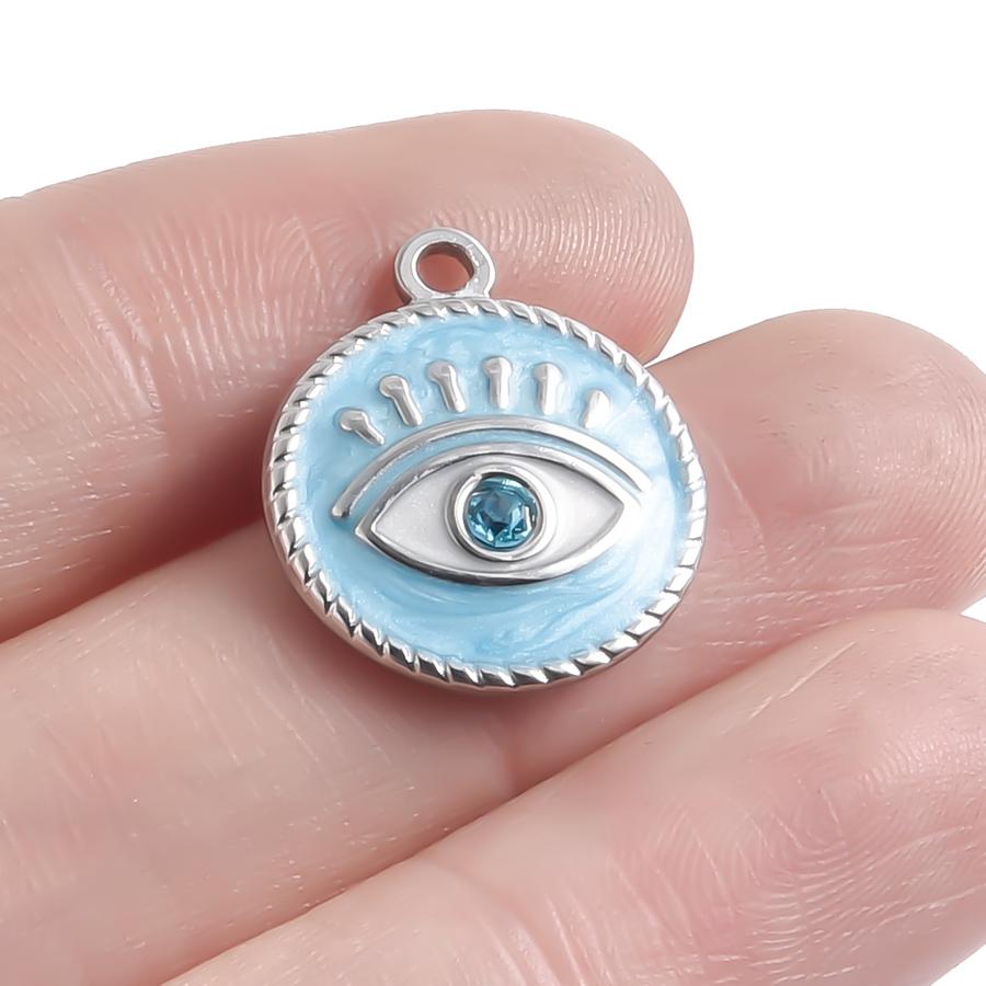 DIY Blue Devil/Evil/Turkish Eye Charm No Fade Stainless Steel Pendant For Jewelry Making Supplies Ethnic Fashion Charms Findings