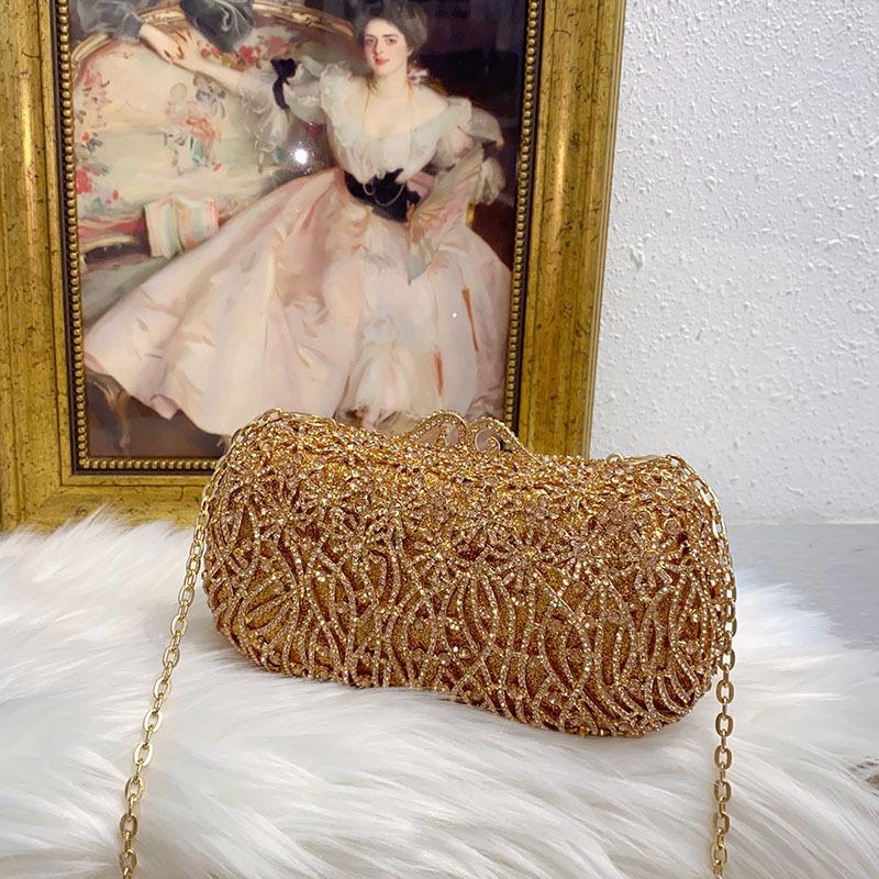 

metal sense, light luxury dinner bag, shiny and inflexible, diamond-encrusted temperament, hand-held messenger bag