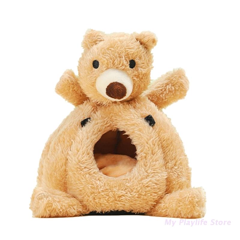 

Милый домик для хомяка в форме медведя, домик для морских свинок, бархатное гнездо, гнездо для мелких животных, зимняя теплая клетка для хомяка, клетка для грызунов