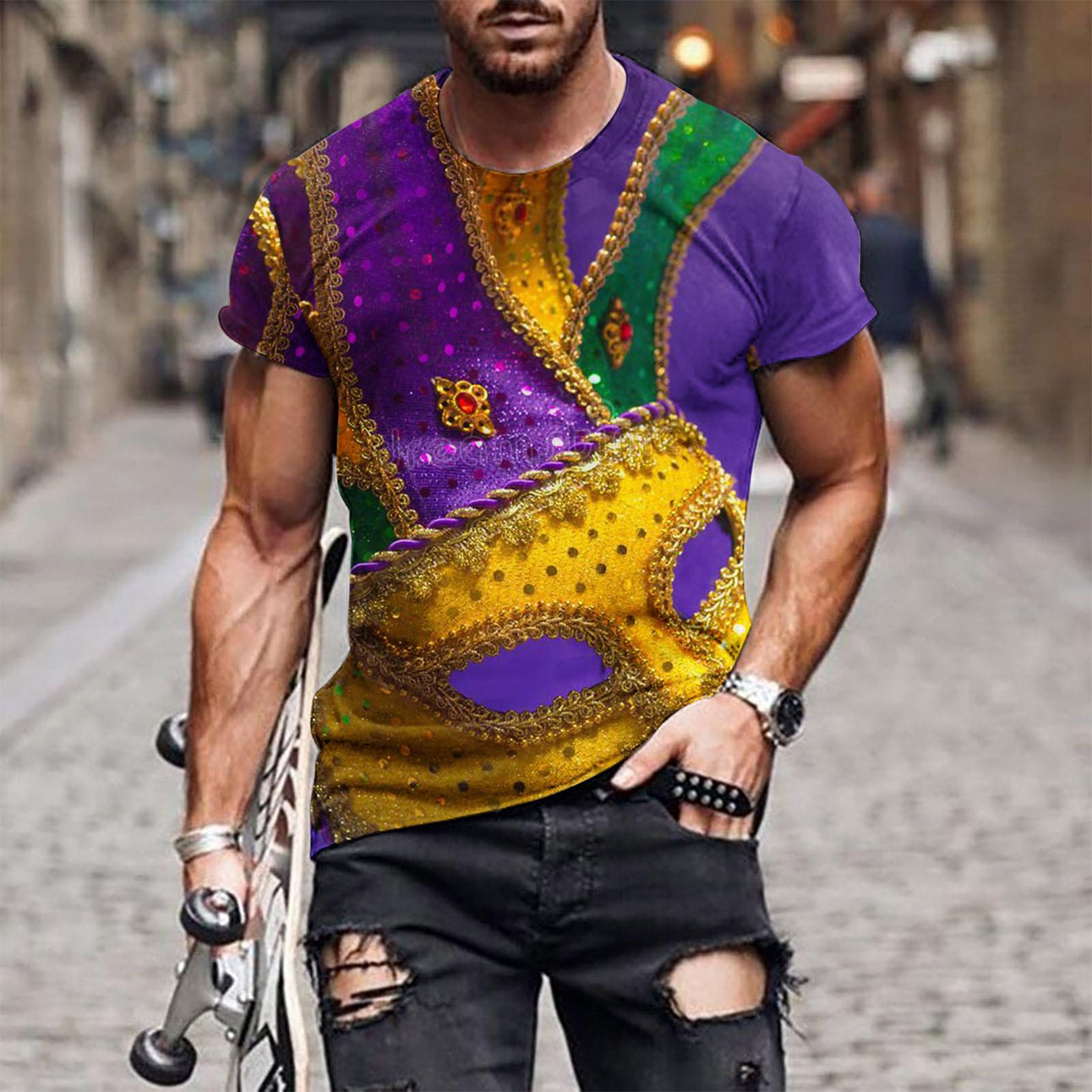 

New Carnival graphic T-shirt Mardi Gras mask 3D printed men s short sleeved T-shirt Harajuku T-shirt oversized top children s clothing L