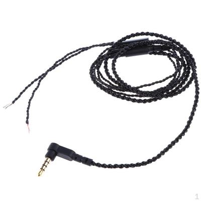 Gold Plated 3.5mm DIY Braided Line Earphone Audio Cable with Mic Replacement Headphone Wire