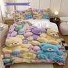 Teddy Bear Pattern Bedding Quilt Set Quilt Cover Pillowcase Home Decoration Birthday Gift (1 * duvet cover + 2 * pillowcase, without core)
