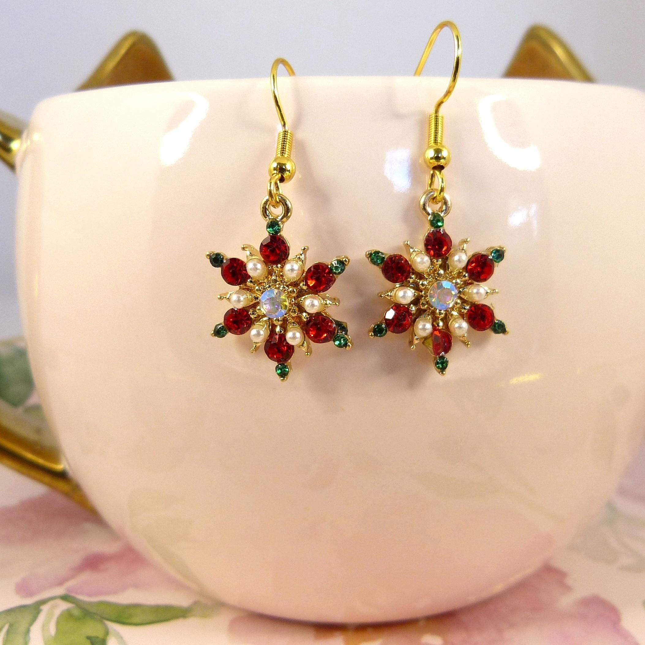 New Elegant Blue Rhinestone Snowflake Drop Earring for Women Fashion Crystal Zircon Dangle Earring Christmas Jewelry Accessories