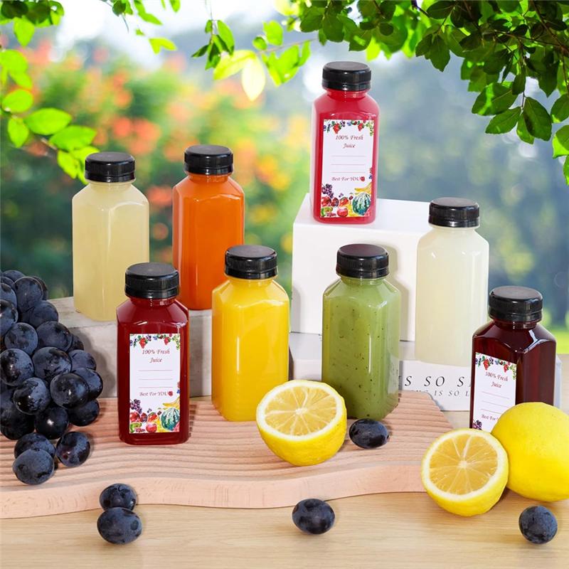 M-Modern-12Pcs Plastic Juice Bottles With Tamper Evident Caps, Reusable Clear Juice Containers With Labels, Funnel And Brush