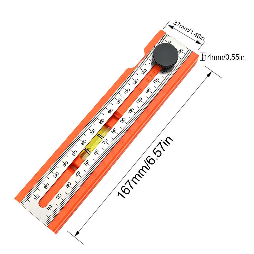 Foldable Depth Measuring Ruler Woodworking Multi-angle Marking Ruler Adjustable Positioning Scribing Protractor Multi-role Tools