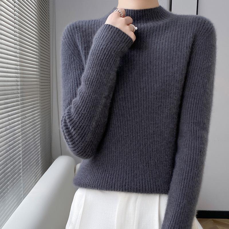 Women's Autumn and Winter Cashmere Knitted Base Shirt Slim and Age-reducing Versatile Pullover Long-sleeved Top