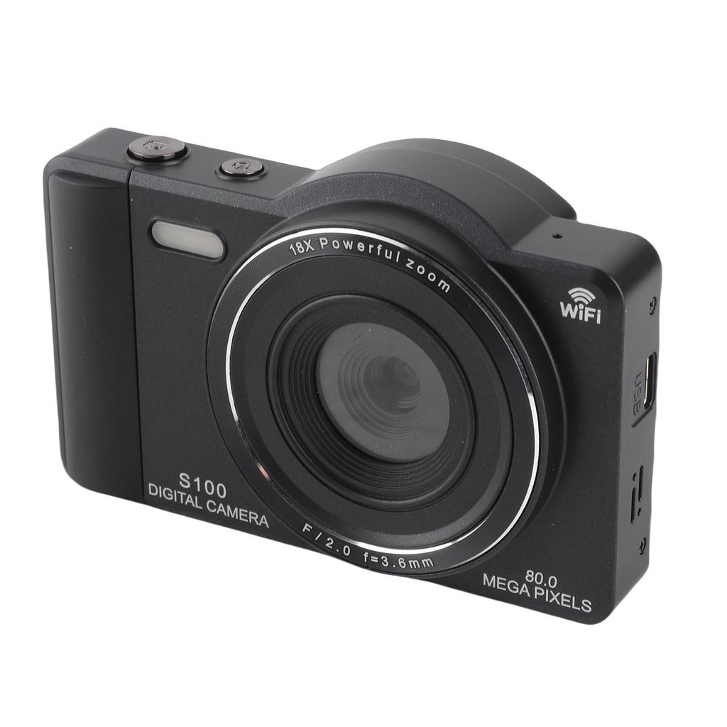 4K Digital Camera 80MP WiFi Vlog Camera with 18X Digital Zoom Built In Flash Dual Lens Selfie Auto Camera for Travel Photography