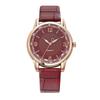 Women's Crocodile Pattern Leather Quartz Watch with Inner Shadow Numerals