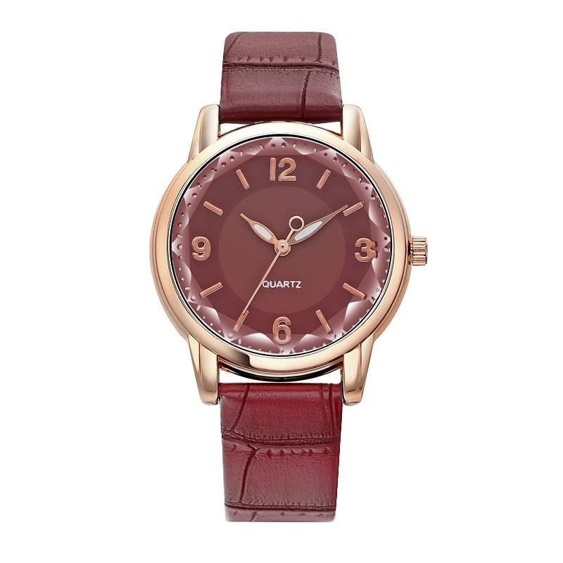 Women's Crocodile Pattern Leather Quartz Watch with Inner Shadow Numerals