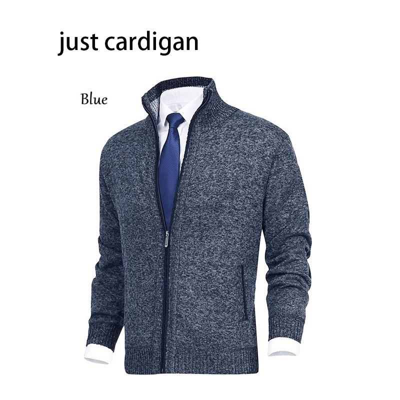 New Arrival Men's Solid Color Stand Collar Fashion Cardigan Sweater Knitted Jacket Plus Size Sweater Men Autumn/winter)