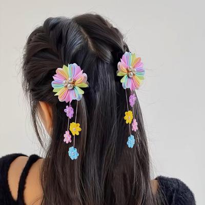 2 Stück Blumen-Haarspangen mit Blumenfassel, Kunstperlen-Haarnadeln, niedliche Haarspangen, Haarschmuck für Mädchen, Kopfschmuck, Haarnadel
