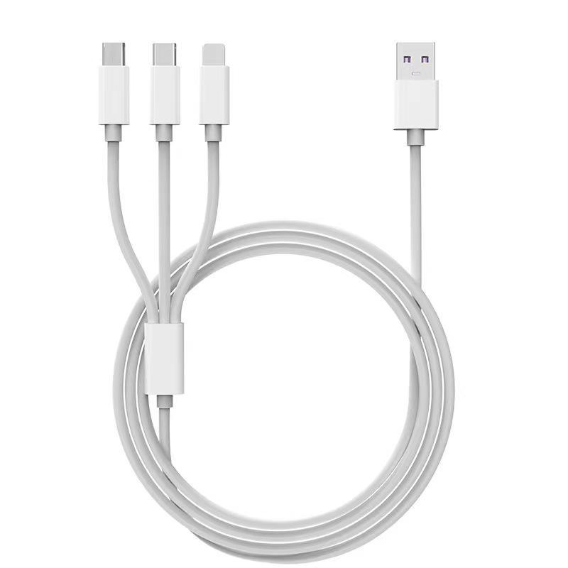 6A 66W Super Fast 3-in-1 Charging Cable for Huawei V8/Android, 120W Braided One-to-Three Data Cable