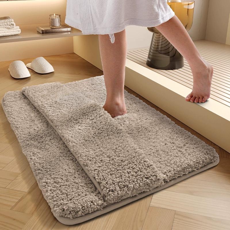 Memory Foam Bath Mats Upgraded and Thickened with Instep Wiping, Super Soft Bath Rug, Comfortable and Absorbent Bathroom Mat