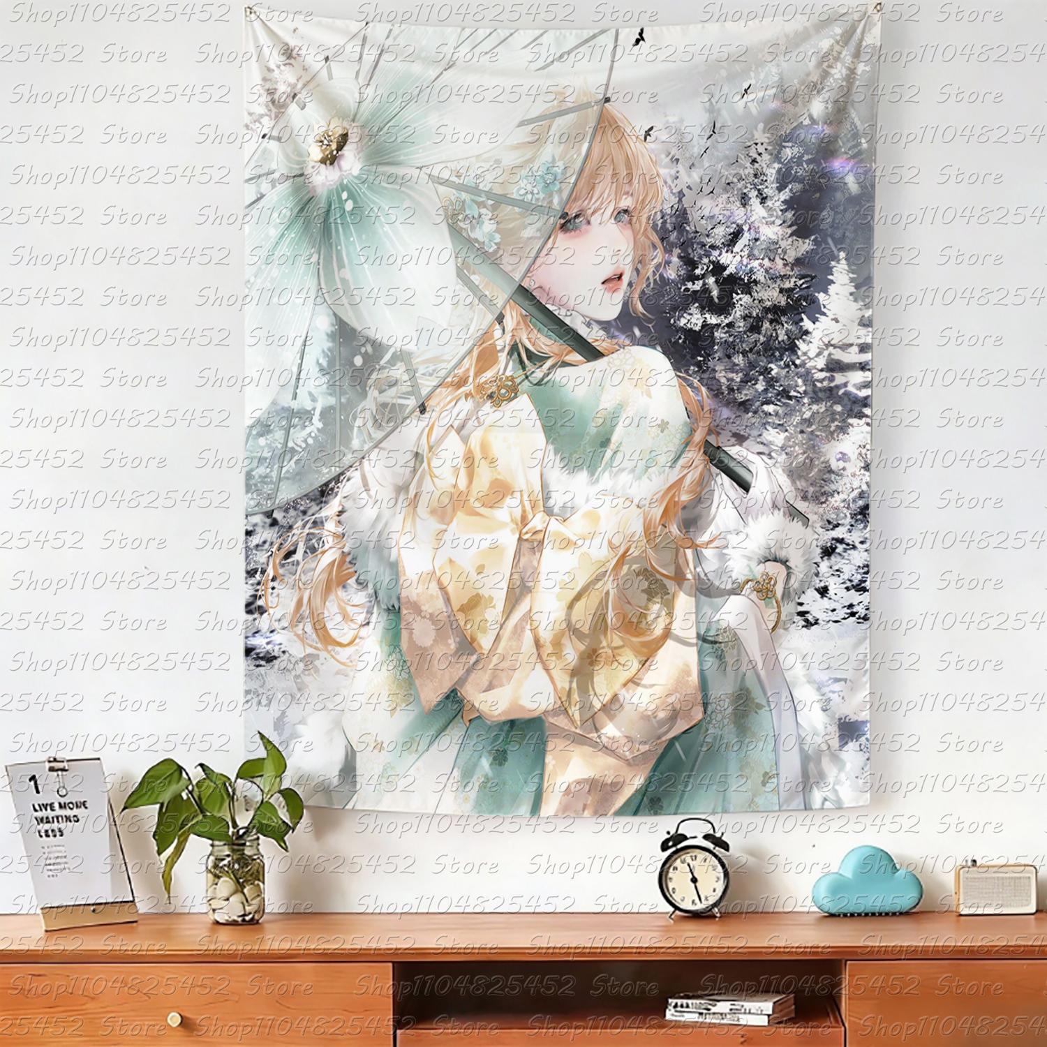 

ins style girl hanging cloth cartoon dormitory bedroom bedside tapestry wall background cloth rental house decorative cloth 74x94cm(29x37in)