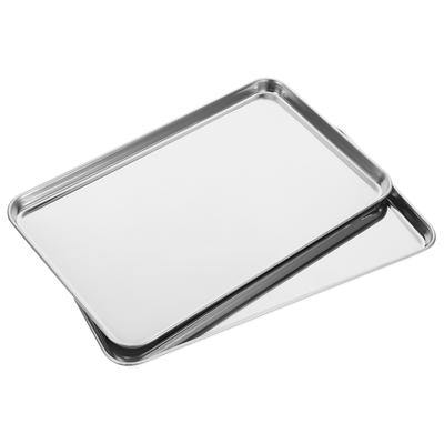 2 Stück Rechteckiger Edelstahl Grilltablett Behälter Aufbewahrung Aufbewahrungstablett Küche Flachboden Organizer Backblech 10 Zoll