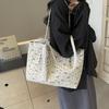 Large Capacity Canvas Floral Tote Bag For Women Stylish Shoulder Bag For Daily Commute