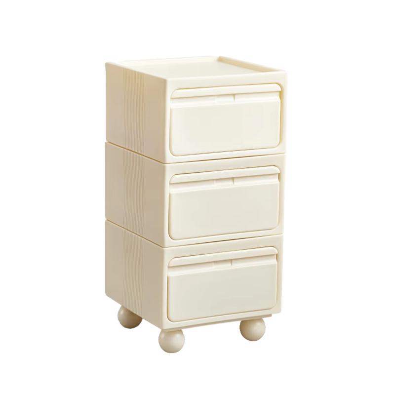 Multi-Layer Plastic Drawer Cabinet Bedside Storage Organizer for Children's Room And Bedrooms Compact Storage Unit for Small Spa