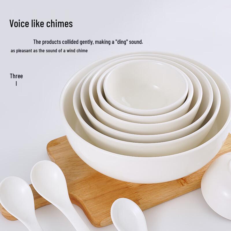Homeglen Pure White Thickened Ceramic Bowls (Set of 10)