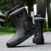 Fashion New Rain Boots Man Boots Fashion Ankle Boots Round Toe Plarform Boots Outdoor Non-slip Slip on PVC Rain Shoes Men Fishing Boots