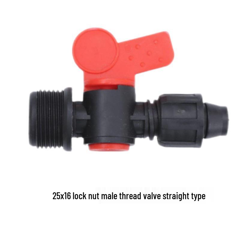 Agricultural Water-Saving Straight Valve: Lock Nut Male Thread, 16/20AK Drip Connector for Greenhouse and PE Pipes.
