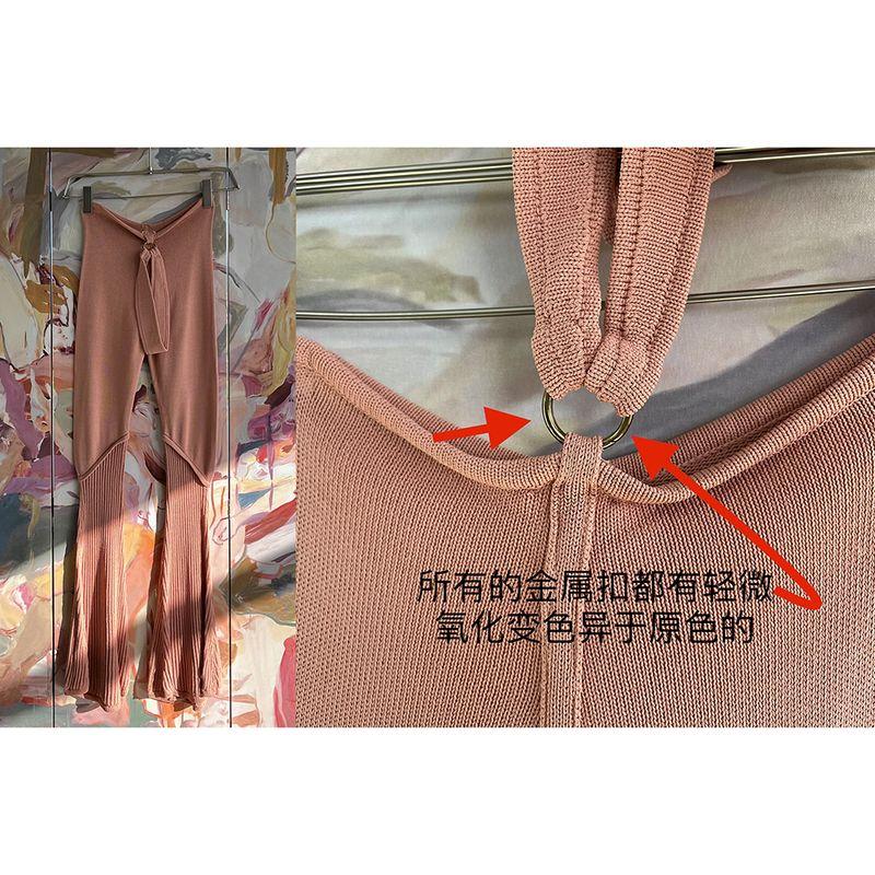 

Foreign Trade Original Order RUV * E Sauni Bell-Bottom Pants Only Orange Hollow out Stitching Lengthened Trousers Vacation Knitted Trousers Image color S