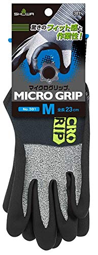 Showa Glove Microgrip (with tag) Fit-focused microfiber work gloves, gray, 10 pairs, 381 (M size)