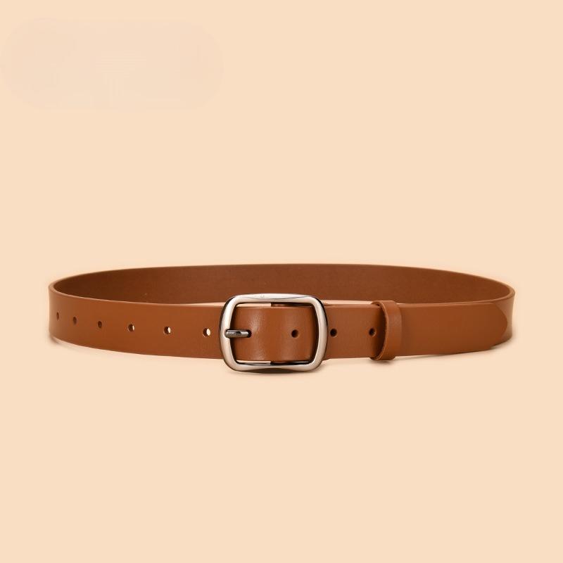 New Two-layer Leather Women's Pin Buckle Belt Casual and Versatile Retro Leather Belt Women's Japanese Buckle Jeans Belt