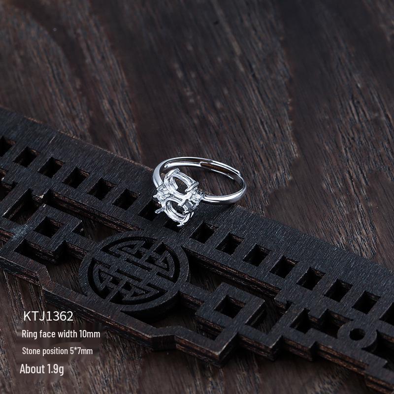 

Кольцо-основа в корейском стиле из стерлингового серебра 925 пробы, регулируемое, для женщин, с инкрустациями из янтаря и бирюзы Adjustable