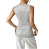 Damen Sexy Pailletten Tanktops Frühling Sommer Mode Glitzernde Ärmellose Shirts Party Glitzer Rundhals Tops Ausgehen
