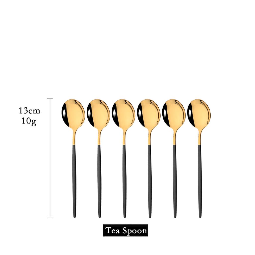 Set da 6 Pezzi Cucchiaini Acciaio Inossidabile Posate Colorate Cucchiaini Piccoli per Torta Frutta Dessert Caffè Snack Strumenti per la Cucina Stoviglie