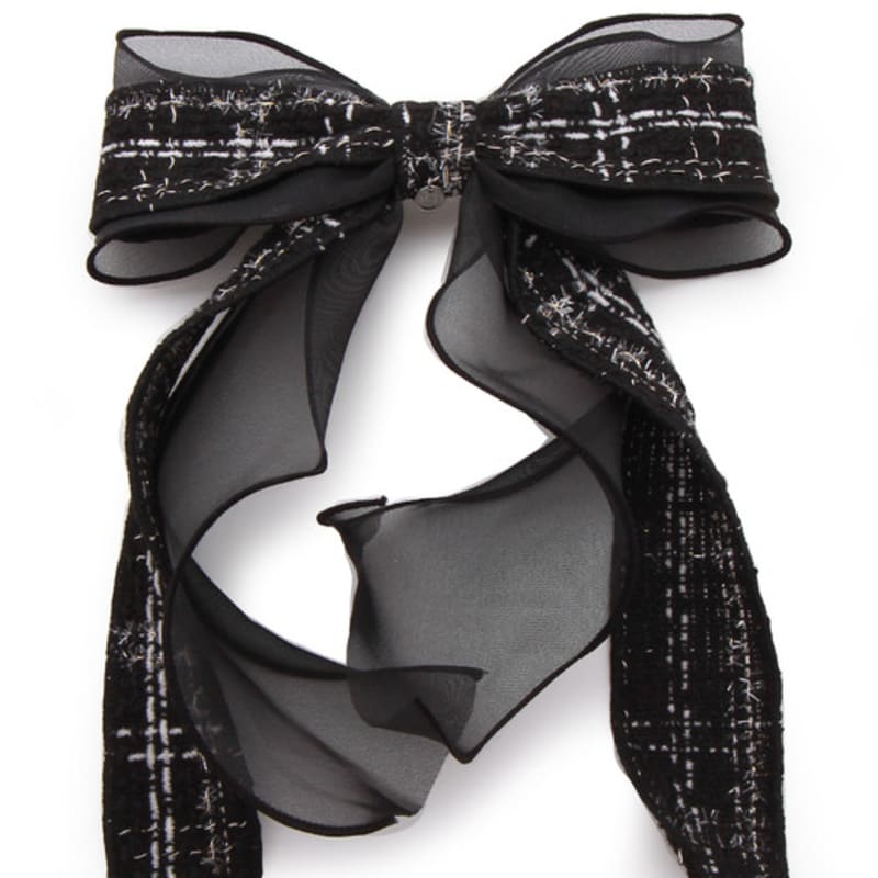 

XPIER Noir tweed ribbon hairpin black