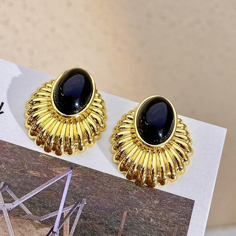 Black Oval Metal Drop Earrings for Women Minimalism Temperament Brincos Hyperbole Fashion Party Jewelry