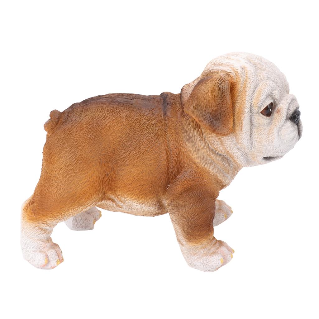 English Bulldog Puppy Statue Lifelike Resin Bulldog Sculpture for Garden Lawn Porch Decoration