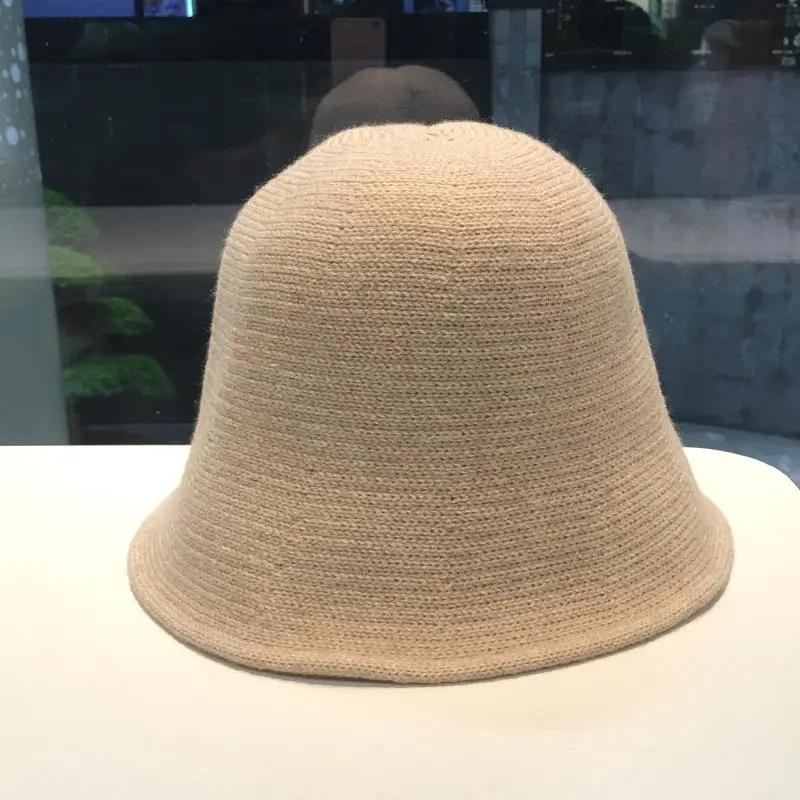 WTEMPO Spring Fall Winter Knitted Bucket Hats Women Solid Color Casual Woolen Hats Versatile Shopping Travel Hats
