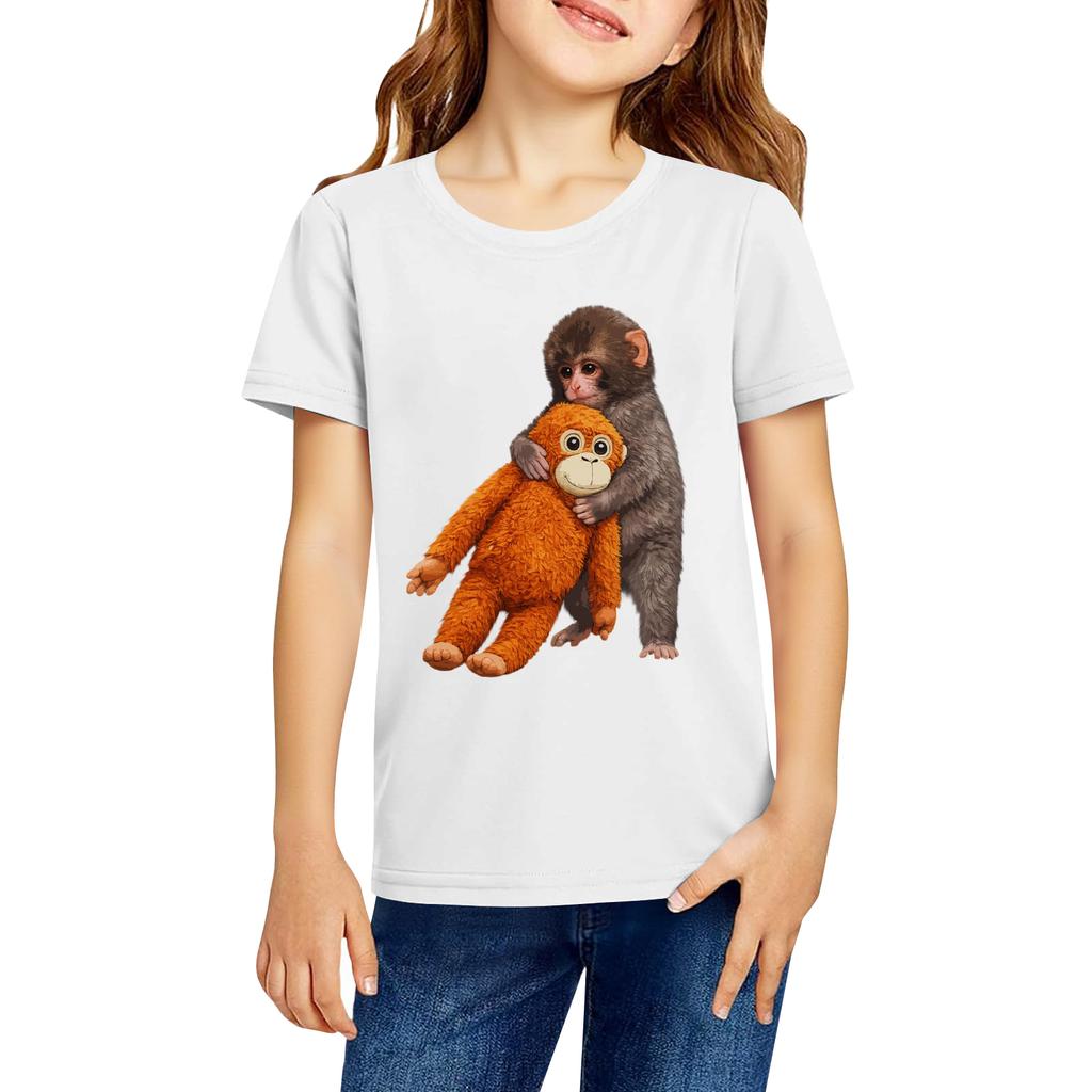 Fashionable Round Neck Short Sleeve Work Clothes Printed Tops For KID Summer Tops