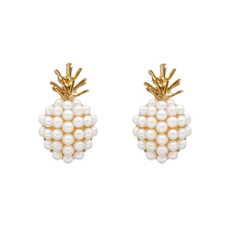 Stylish Pearl Pineapple Stud Earrings