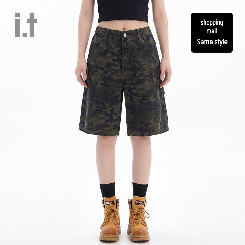 CHOCOOLATE Camouflage Patchwork Denim Shorts M