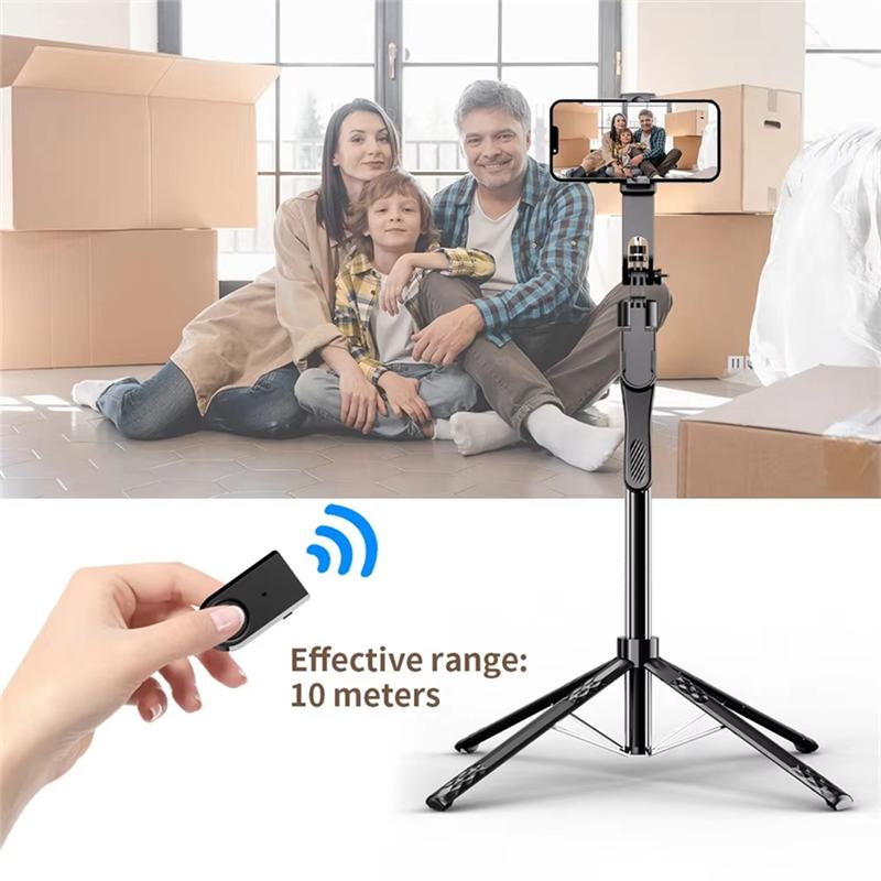 ABUO-Selfie Stick Tripod 1.85M For Iphone 16 15 14 13 Pro Max Android Phones Remote Control Panoramic Ball Head Holder