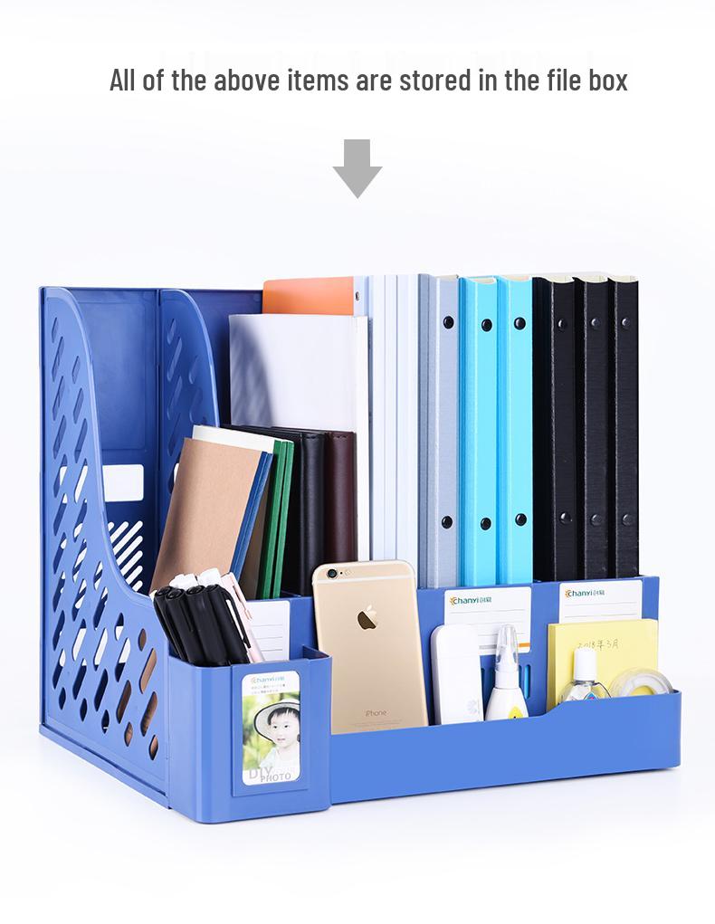 Desktop File Organizer Set: Thickened Rack & Storage Box for Office Supplies