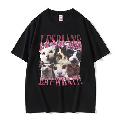 Lesbienele Mănâncă Ce? Tricouri Meme Amuzante cu Pisici Bărbați Femei Vară Calitate Înaltă Tricou Supradimensionat Vintage 100% Bumbac Tricou Streetw...