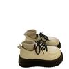 Sponge cake thick soled leather shoes for women 2025 Spring and Autumn British style round toe lace up Japanese single shoes