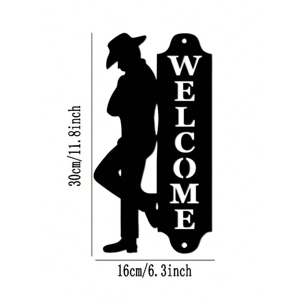 Metal Gentleman Wall Art Silhouette, Outdoor Indoor Home Decor Welcome Sign